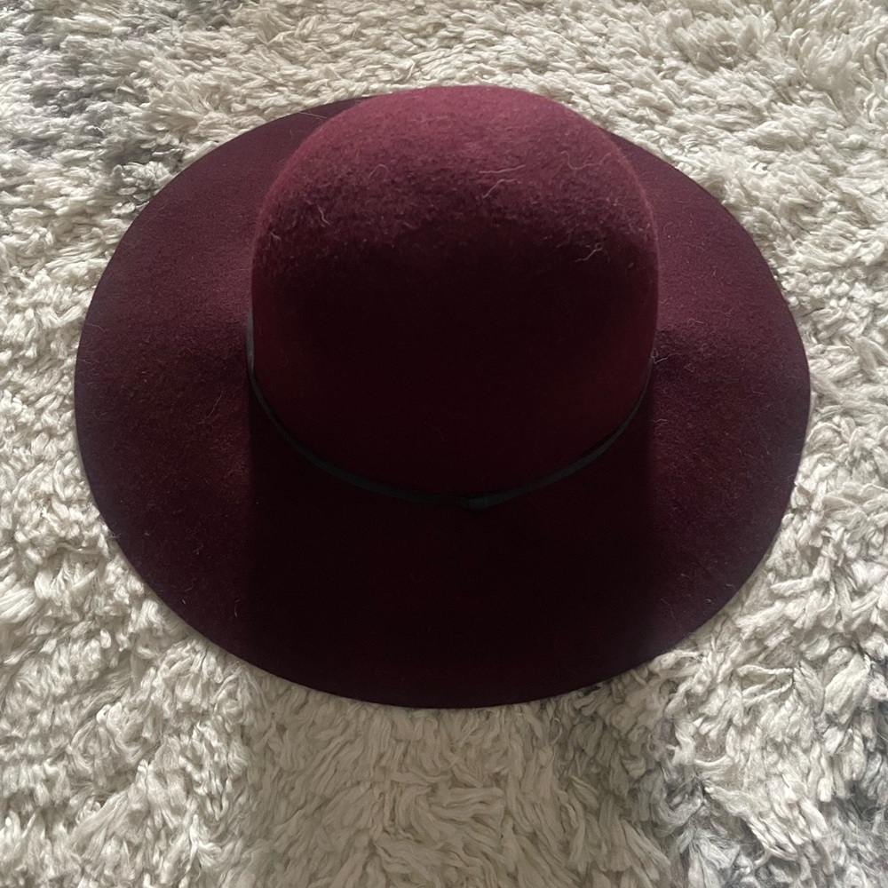 Burgundy Wide-Brim Hat